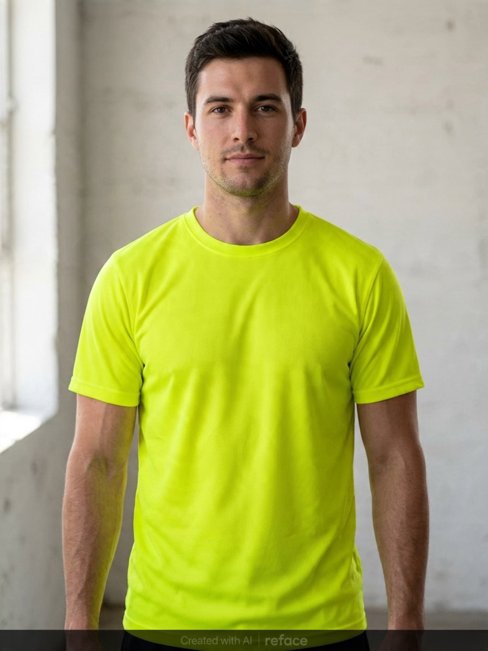 One - Men's Neon Yellow Performance Crew Neck T-Shirt size Large